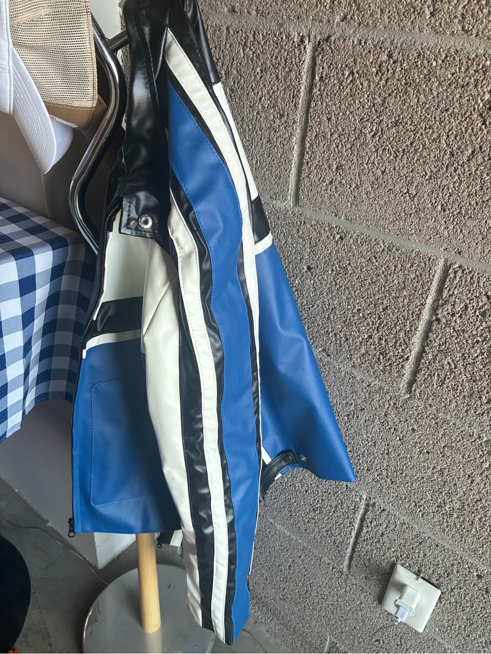 Men's Blue, White & Black Colorblock Bomber Jacket